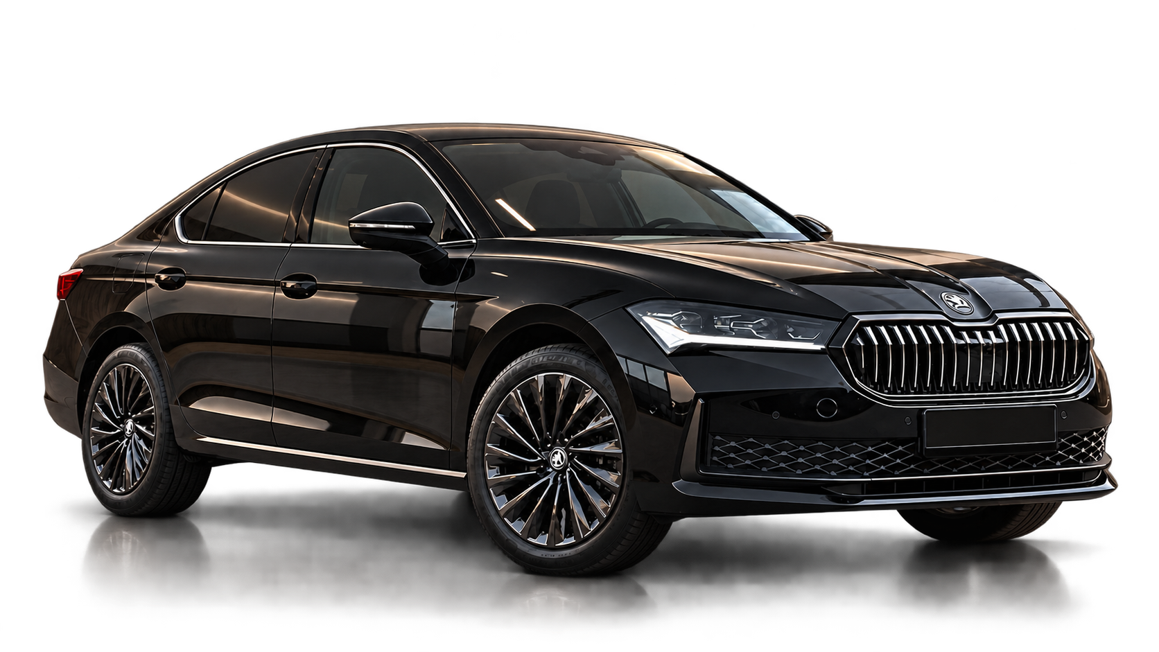 Black Škoda Superb prepared for a custom BUILD/GARAGE poster